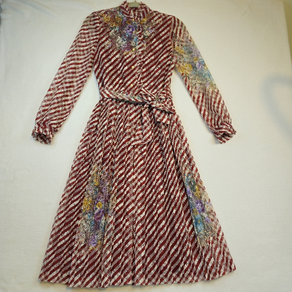 DOLCEZZA TOKYO DRESS Elegant Striped Floral Dress MULTICOLOR